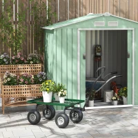 Outsunny Carro de Transporte com Pega Revestida e 4 Rodas Grandes de Ø24 cm Carrinho de Jardim em Aço 94x48,5x100 cm Preto e Verde(m-9)