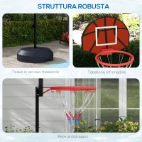 SPORTNOW Canestro Basket con Bersaglio Freccette 2 in 1, in Acciaio e PE, 38.5x48.5x179 cm, Nero e Marrone(m-7)