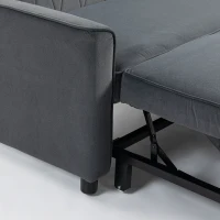 HOMCOM 2 Seater Sofa Bed, 3-in-1 Convertible Pull Out Sleeper Sofa with Click-Clack Adjustable Backrest, Dark Grey(m-10)
