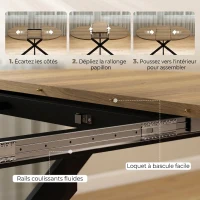 HOMCOM Table à manger extensible ovale pour 4 à 6 personnes, table de cuisine avec rallonge 100-135 cm, effet bois marron(m-5)