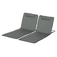 Outsunny 2-delige Strandmat Set, Verstelbaar, Opvouwbaar, 124L x 53B x 35-45H cm, Grijs(m-10)