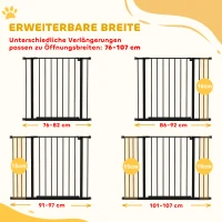 PawHut Hondenafschermingshek, Uitbreidbaar, Klemmontage, Staal, 76-107 x 76 cm, Zwart(m-4)