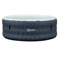 Outsunny Whirlpool für 4 Personen Heizung Bubble Spa Massage 930L Inkl. 108 Massagedüsen Abdeckung In- & Outdoor rund Weiß+Blau Ø180 x 68H cm(m-1)