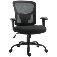 Vinsetto Mesh Bürostuhl Schreibtischstuhl Drehstuhl 360° drehbar mit Armlehne Höhenverstellbar mit Wippfunktion Belastbarkeit bis 180 kg Schwarz 71 x 63,5 x 100-110 cm(m-1)