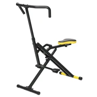 SPORTNOW Macchina Total Crunch Pieghevole con Seduta Regolabile, in Metallo e Plastica, 57x105x115 cm, Giallo(m-11)