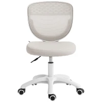 HOMCOM Office Chair, Armless Computer Desk Chair with Breathable Mesh, Adjustable Height, Swivel Wheels, Grey(m-15)
