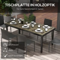 Outsunny Tuintafel voor 8 Personen, Buitentafel, Loungentafel, Weerbestendig, 190 x 90 x 74 cm, Natuurhout(m-4)