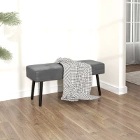 HOMCOM End of Bed Bench, Corduroy Bedroom Bench with Thick Padding and Steel Legs, Tufted Window Seat for Entryway, Living Room, Grey(m-7)