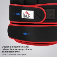 HOMCOM Giubbotto Zavorrato 20kg Unisex 38 Pesi Singoli, Imbottitura, Chiusure, Nero e Rosso(m-6)