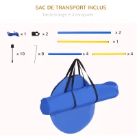 PawHut Agility sport pour chiens équipement complet obstacle, tunnel, slalom, zone repos + sac de transport bleu jaune(m-7)