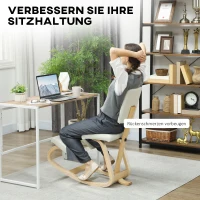 HOMCOM Ergonomische kniestoel, kniekruk gezondheidsstoel voor thuis, kantoor, meditatie Crème(m-4)