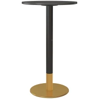 HOMCOM Table de bar ronde table de bistro table de cuisine style contemporain cadre en acier dim. 60L x 60l x 102H cm noir(m-12)