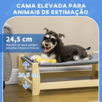 PawHut Cama Elevada para Cães Cama Elevada para Animais de Estimação Pequenos e Médios com Almofada Lavável Carga Máxima 15kg para Interior Exterior 90x50x28cm Cinza(m-4)