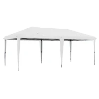Outsunny Faltpaviljoen Tuinpaviljoen Partytent, inklapbaar, weerbestendig, 5,9 m x 2,95 m x 2 m, Wit(m-10)