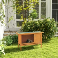 PawHut Gabbia per Coniglio in Legno di Abete, Conigliera da Esterno con Tetto Idrorepellente, Casetta Animali da Compagnia, Gabbia da Esterno, 90 x 45 x 65cm(m-2)