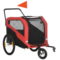 PawHut Fietskar voor kinderen, inclusief reflectoren, 1 vlag, 170 cm x 77 cm x 90 cm, Rood(m-10)