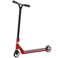 HOMCOM Stunt Scooter, 360° Entry Level Tricks Scooter w/ Lightweight Aluminium Deck and ABEC 7 Bearing, For Age 14+ Beginners, Red(m-11)