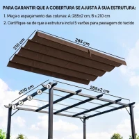 Outsunny Telhado de Reposição Retrátil 3x2,5 m para Estrutura de 3x2 m Tecido Apenas para Pérgola Jardim com 8 Orifícios Castanho(m-4)