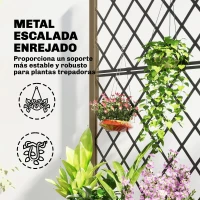Outsunny Jardinera de Madera con Enrejado Metálico y Ruedas para Plantas Trepadoras Macetero Elevado 72x36x168 cm Carbonizado(m-4)
