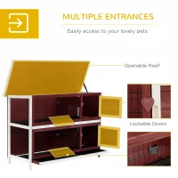 PawHut Rabbit Hutch Outdoor 2-Tier Guinea Pig Cage Bunny House Cage with No-Leak Trays for Indoor and Outdoor 136 x 50 x 93cm(m-5)
