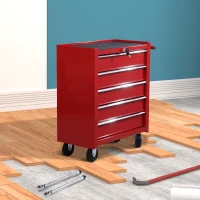 Homcom Caisse à Outils avec Chariot en Acier Rouge 68 x 39 x 71 cm(m-10)