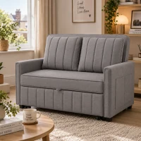 Multifunctional Folding Sofa Bed with Adjustable Backrest and 2 Cushions, Daybed Ideal for Small Homes, 127L x 75-180W x 94H cm, Dark Grey(m-1)