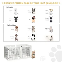 PawHut Poartă pentru Câini de Talie Mică/Medie cu 6 Panouri Pliabile, din Lemn și Oțel, 432x36x70 cm, Alb(m-8)