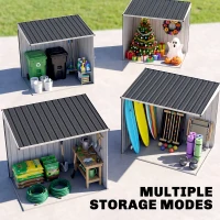 Outsunny 4 x 6ft Lean to Garden Metal Shed, Outdoor Storage Shed with Window, 2 Vents and Lockable Door for Patio, Dark Grey(m-8)