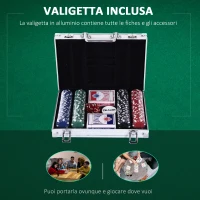 HOMCOM Valigetta Poker Professionale in Alluminio, Set Poker con 200 Fiches e 2 Mazzi per Texas hold'em e Blackjack(m-5)