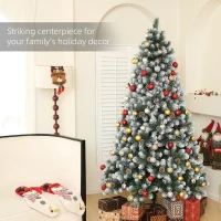 HOMCOM 7ft Snow-Dipped Artificial Pine Christmas Tree(m-4)