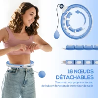 SPORTNOW Hula Hoop Cerceau avec Picots de Massage ajustable de 76 à 113 cm de tour de taille 16 segments amovibles, bleu clair(m-5)