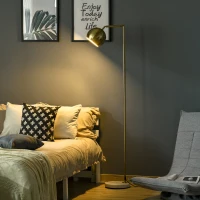 HOMCOM Lampada da Terra Moderna con Paralume Regolabile in Stile Vintage Compatibile con E27 40W - Oro(m-1)
