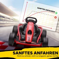 HOMCOM 24V elektrische go-kart voor kinderen, tot 13 km/u, met driftfunctie, 2 motoren, rood, 8-12 jaar(m-7)