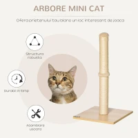 PawHut Copac pentru Zgâriat pentru Pisici cu Stâlp din Sisal, Înălțime 60 cm și Bază din Pal, Bej(m-4)