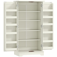 HOMCOM Armario Despensa Cocina con 2 Puertas 16 Estantes y Estante Ajustable para Comedor Salón 60x40x120 cm Crema