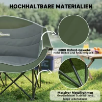 Outsunny Faltstuhl faltbar 2 Sitzer Campingstuhl mit Getränkehalter Tragetasche bis 250kg belastbar Grün(m-5)