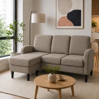 L-Shaped Sofa with Reversible Chaise Lounge, 3-Seater Couch for Living Rooms, Apartments, or Offices, 116L x 118W x 77H cm, Dark Grey(m-1)
