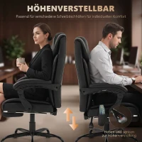 Vinsetto Ergonomische Bureaustoel met Massagefunctie, Schrijftafelstoel met Voetensteun, Hoge Rugleuning, Verstelbare Lendensteun - Zwart(m-7)