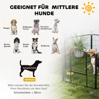 PawHut Hondenomheining, Huisdierengehege, 6 Panelen, Staal, Opvouwbaar, Zwart(m-7)