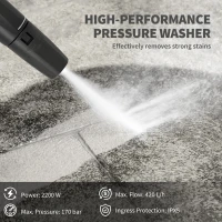 Outsunny 2200W High Pressure Washer, 170 Bar Pressure Washer with Adjustable Nozzle and 6M Hose, 32W x 32D x 80H cm Green(m-4)