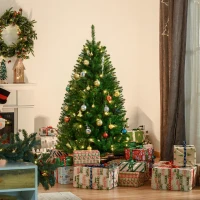 HOMCOM 5FT Christmas Tree Warm White LED Light Holiday Home Decoration, Green(m-2)