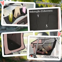 PawHut Passeggino per Cani Pieghevole con Catarifrangenti, Ruote Girevoli, Freni e Cuscino Lavabile, Caffè(m-8)