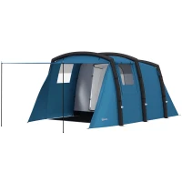 Outsunny Tenda de Campismo Inflável Familiar para 3-4 Pessoas Janelas de Malha e Bolsa de Transporte Proteção UV 50+ 440x280x195 cm Azul(m-12)
