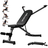 SPORTNOW Hantelbank klappbar Trainingsbank mit Beinstrecker 3-Fach Rückenlehne, 3 Widerstandsstufe 300 kg Last(m-12)