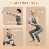SPORTNOW Kettlebell de 4 kg Pesa Russa Preenchida de Areia Metálica e Alça Antiderrapante para Treino em Casa Ginásio 19x15x25 cm Rosa(m-5)
