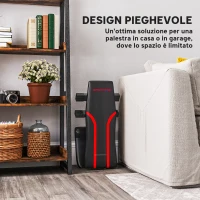 SPORTNOW Panca Palestra Pieghevole, Panca Addominali Multifunzione Inclinabile con Schienale Regolabile a 6 Livelli Nero(m-5)