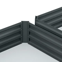 Outsunny 2-delige Set Plantenbak, Bloemenbak, Bloempot voor Tuin, Terras, van Verzinkt Staal, 100 x 100 x 30 cm, Donkergrijs(m-8)
