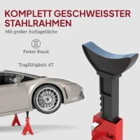 HOMCOM Steunbeen 6 Ton Draagvermogen 2 St. Steunbenen inclusief 2 veiligheidspennen Hoogteverstelbaar Rood(m-6)