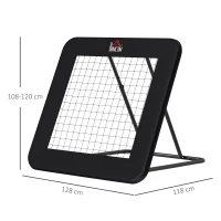 HOMCOM voetbal rebounder opvouwbaar kickback goal rebound wandnet voor honkbal basketbal volleybal verstelbaar in 5 stappen staal zwart 128 x 118 x 108-120 cm(m-3)