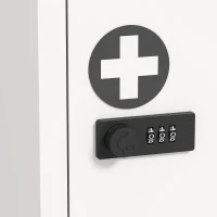 HOMCOM Wandgemonteerde medicijnkast met cijferslot, EHBO-kast met 2 niveaus van RVS, wit(m-11)